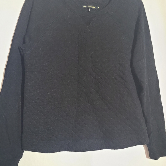 Rag and bone jean quilted sweatshirt black sweater - Picture 6 of 12